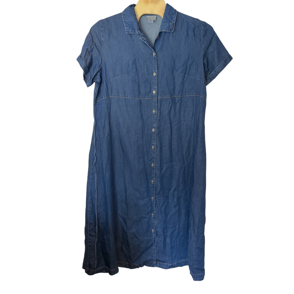 Coldwater Creek Women's Full Button Up Denim Maxi Shirt Dress Size 24 Modest